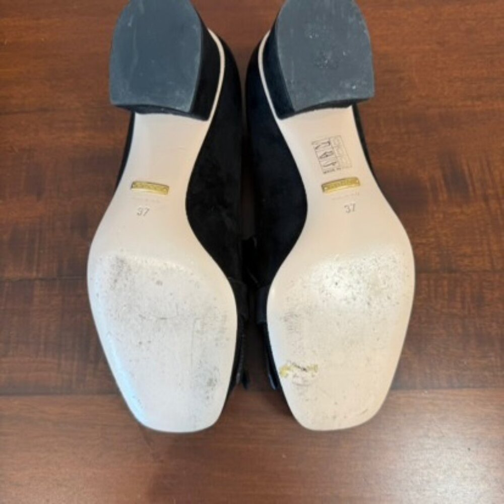 Gucci GG Marmont Fringe Loafer Pumps Black Suede Block Heel EU 37 - Picture 7 of 10